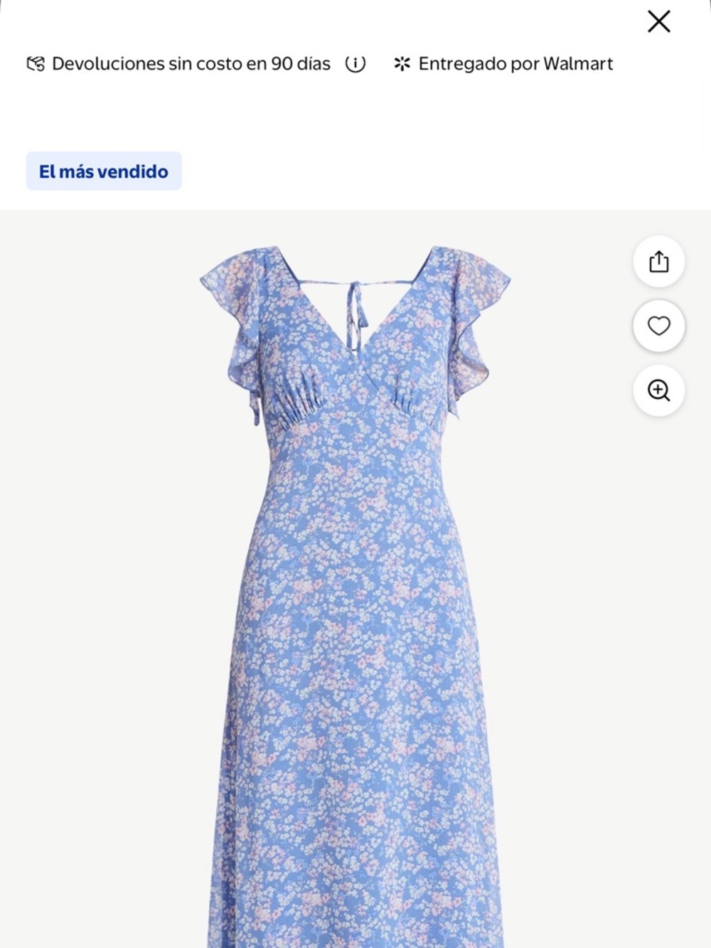 No Boundaries Blue Floral V-Neck Maxi Dress with Flutter Sleeves